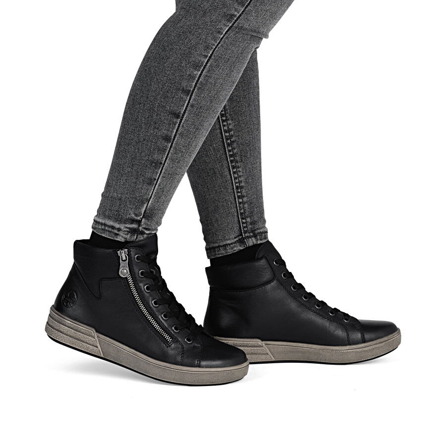 botas negras con cremallera para mujer rieker x0709-01
