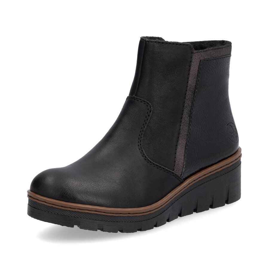 botas negras con cremallera para mujer rieker x9150-00