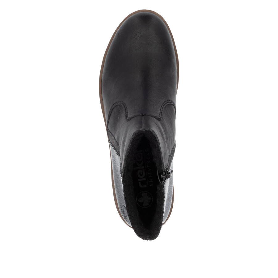 botas negras con cremallera para mujer rieker x9150-00