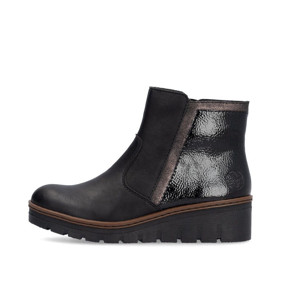 botas negras con cremallera para mujer rieker x9150-00