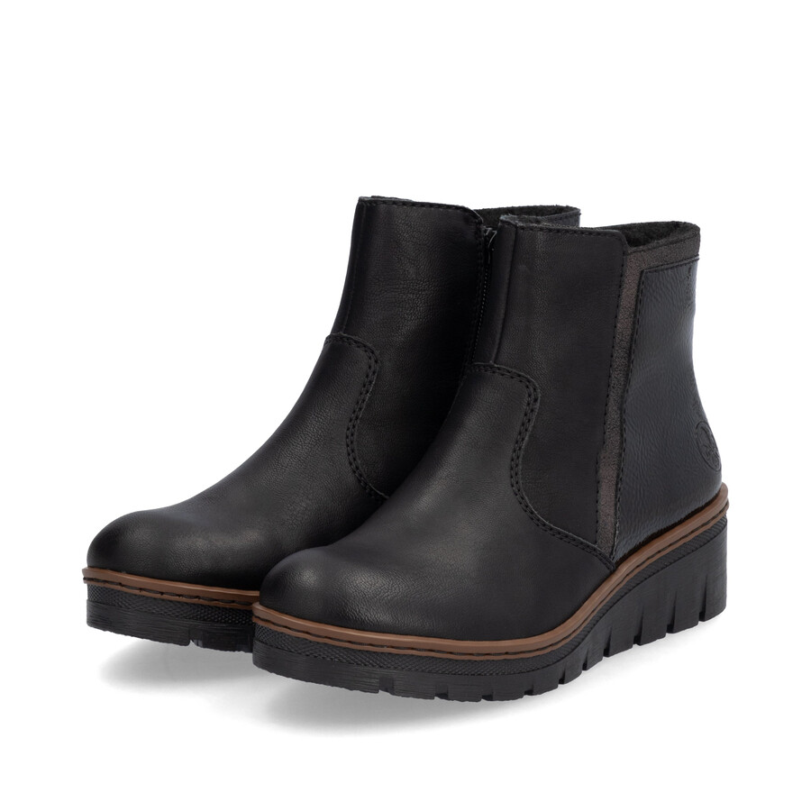 botas negras con cremallera para mujer rieker x9150-00