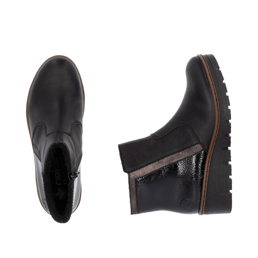 botas negras con cremallera para mujer rieker x9150-00