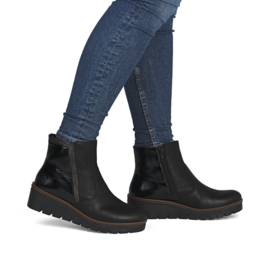 botas negras con cremallera para mujer rieker x9150-00
