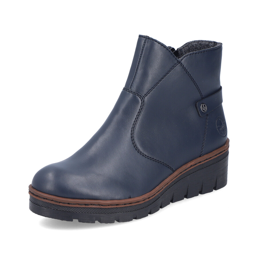 botas azules con cremallera para mujer rieker x9164-14