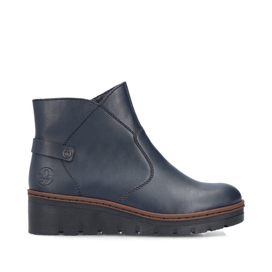 botas azules con cremallera para mujer rieker x9164-14