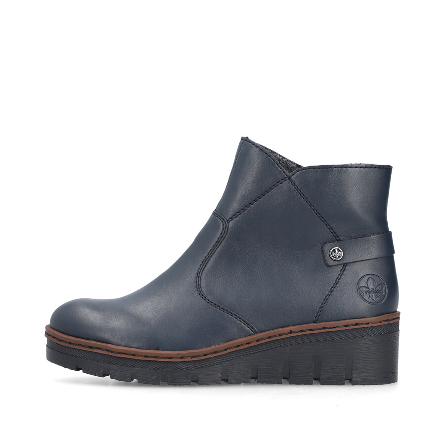 botas azules con cremallera para mujer rieker x9164-14