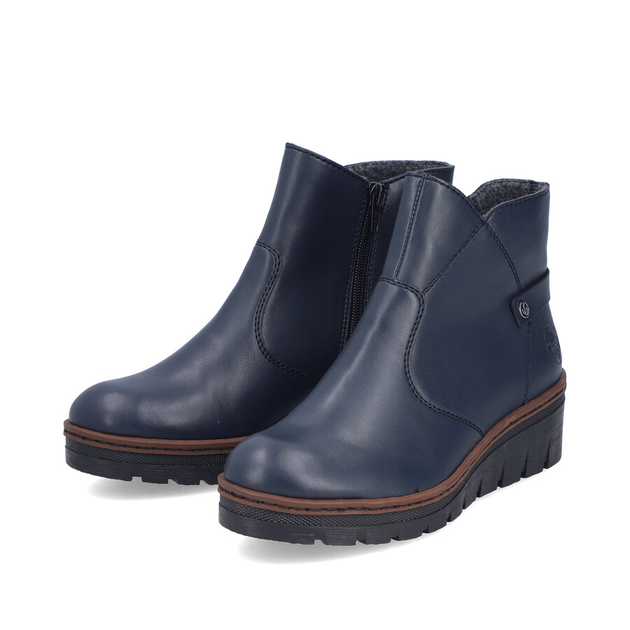 botas azules con cremallera para mujer rieker x9164-14