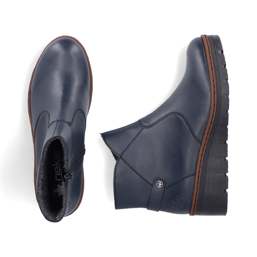 botas azules con cremallera para mujer rieker x9164-14