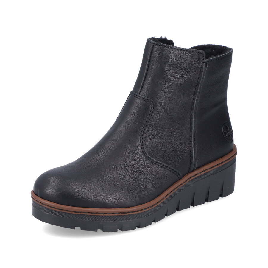 botas negras con cremallera para mujer rieker x9165-00