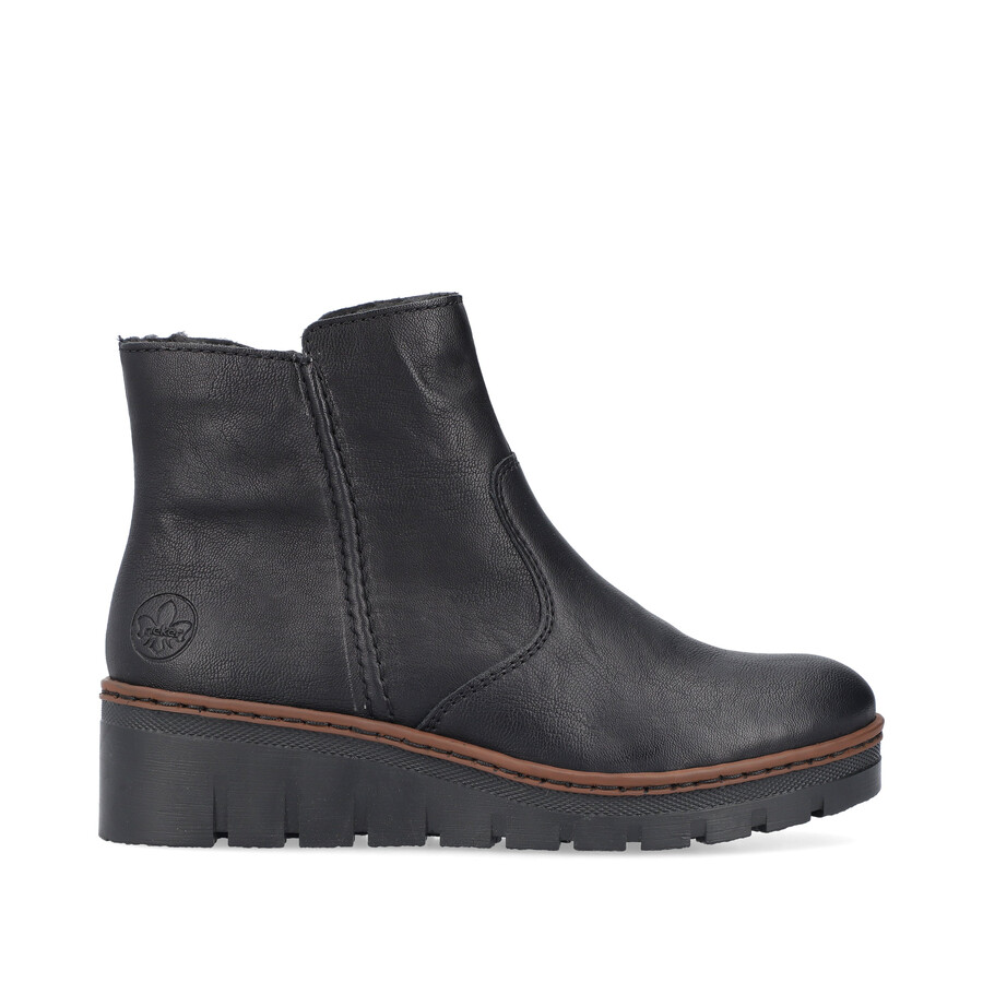 botas negras con cremallera para mujer rieker x9165-00