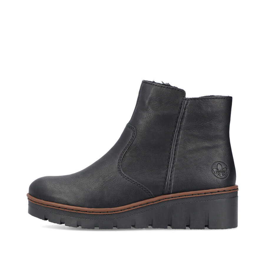 botas negras con cremallera para mujer rieker x9165-00