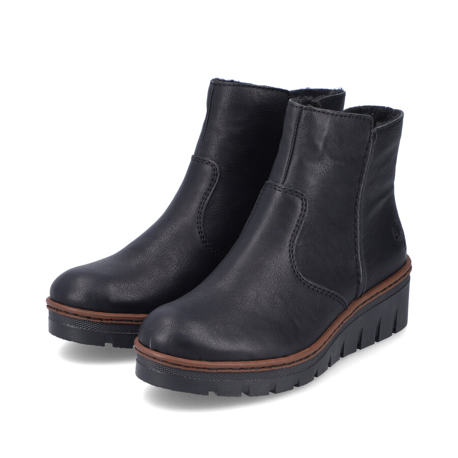 botas negras con cremallera para mujer rieker x9165-00