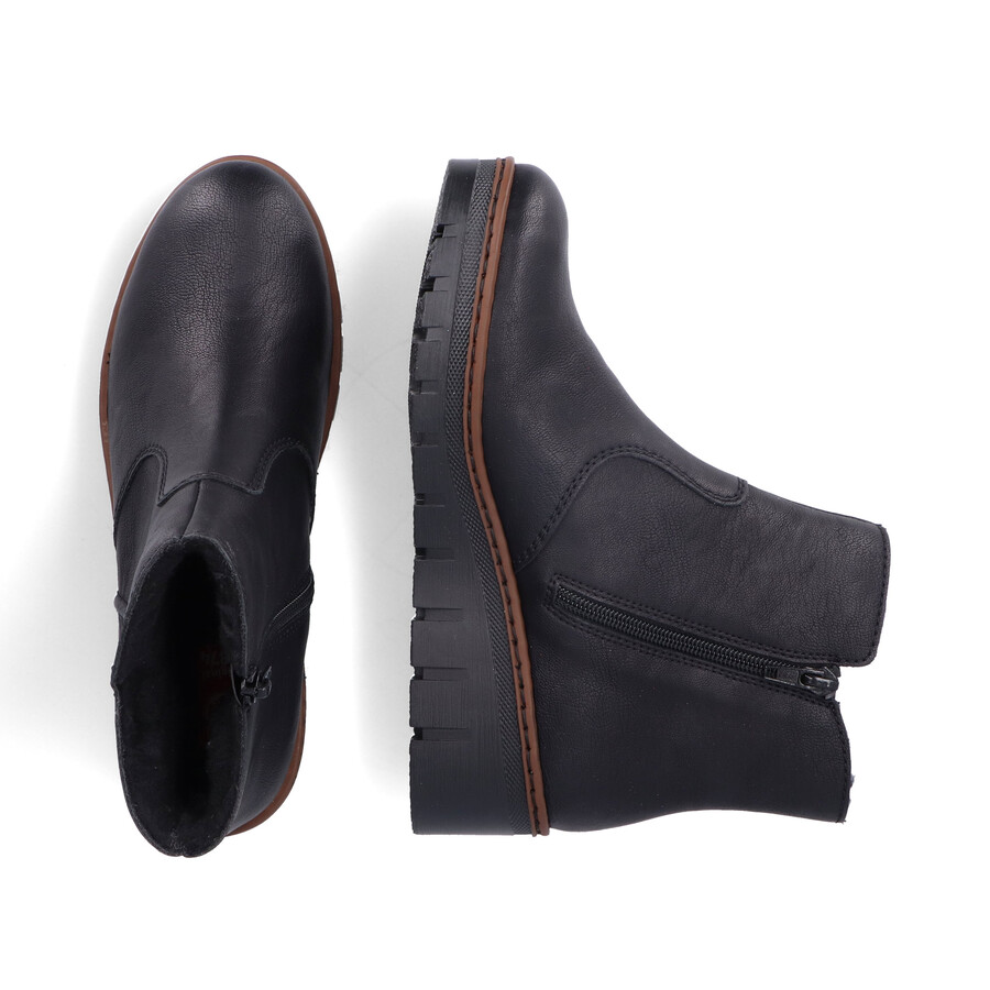 botas negras con cremallera para mujer rieker x9165-00
