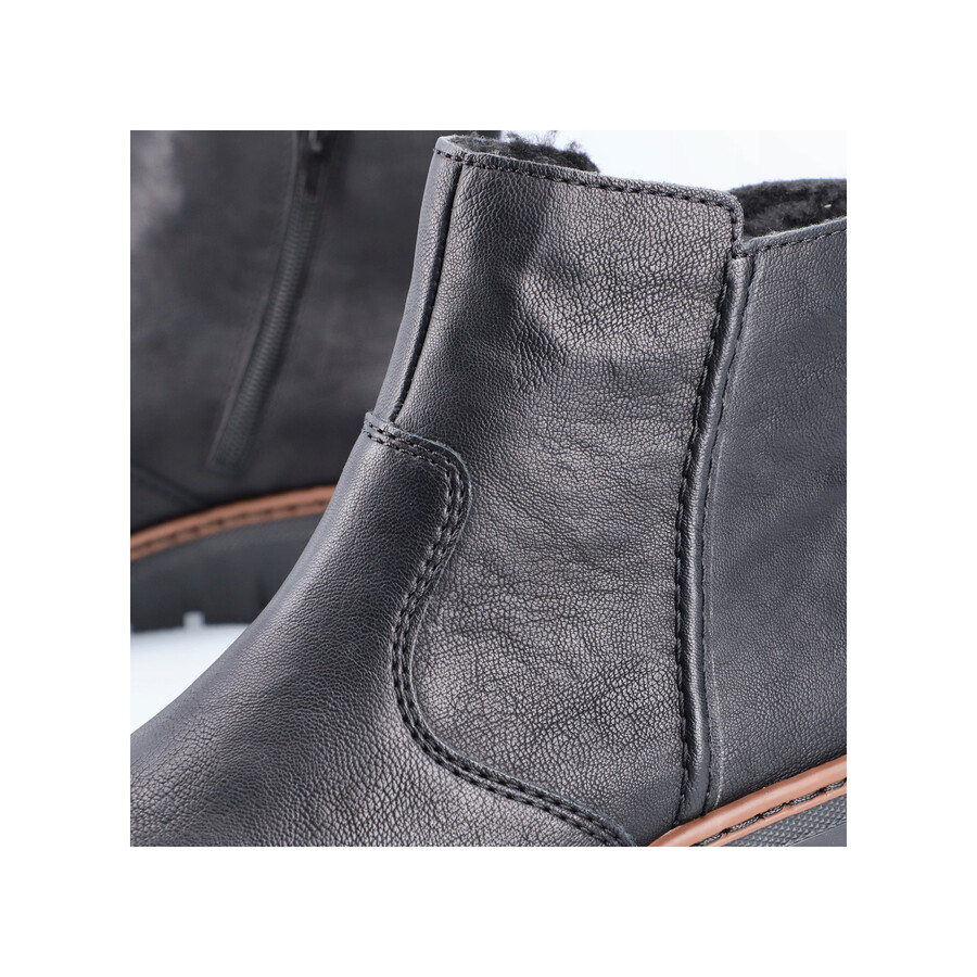 botas negras con cremallera para mujer rieker x9165-00