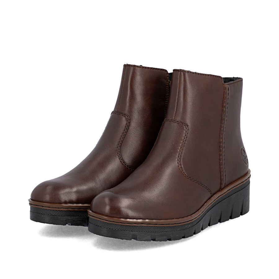 botas marrones con cremallera para mujer rieker x9165-27