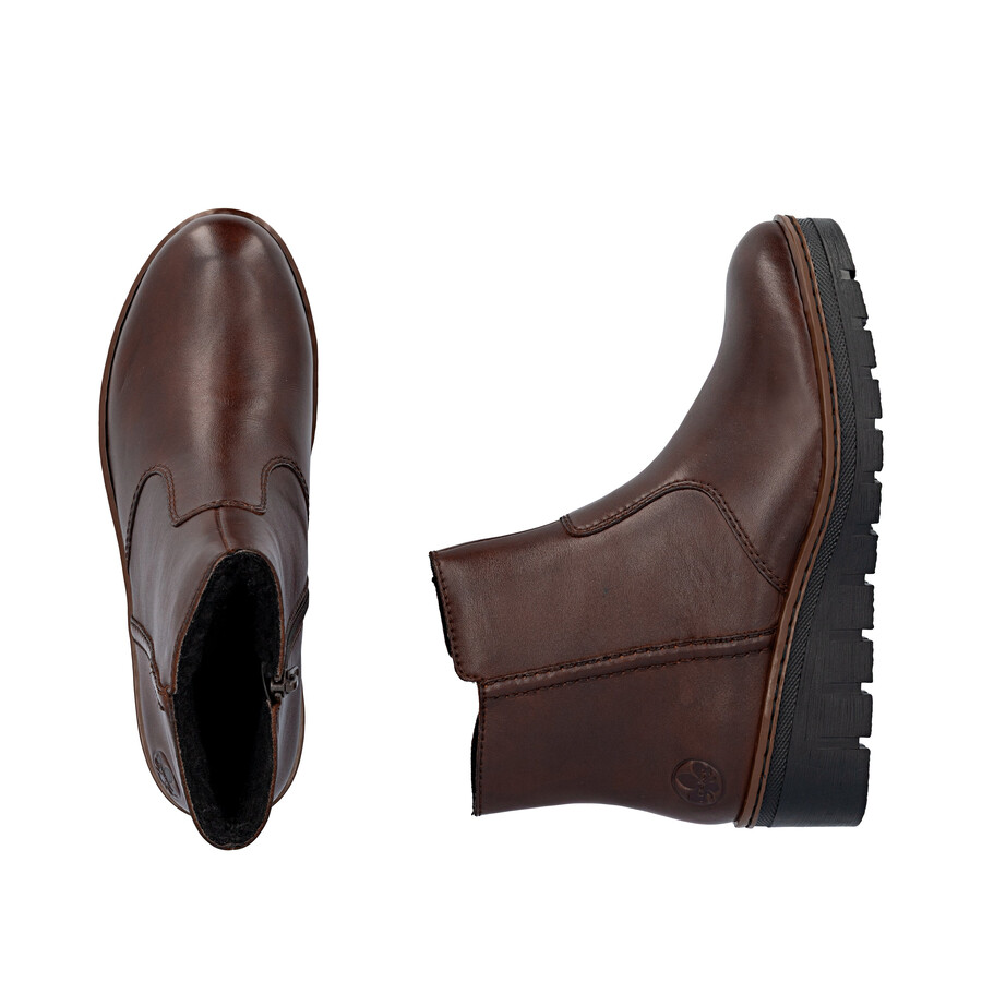 botas marrones con cremallera para mujer rieker x9165-27