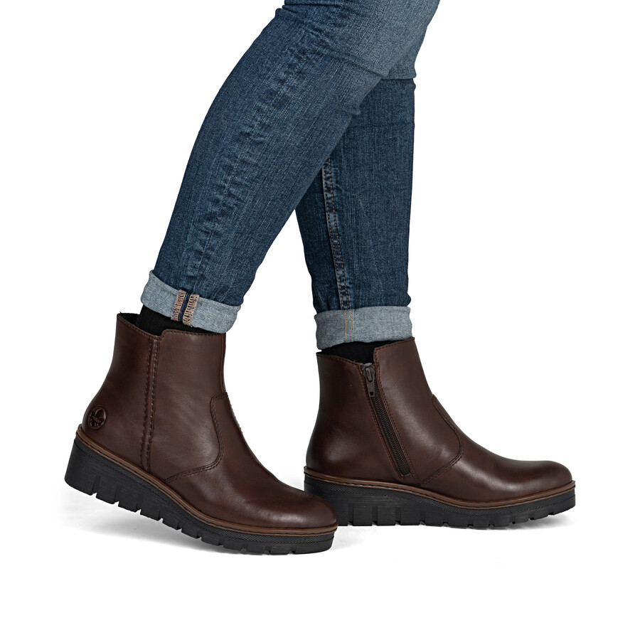 botas marrones con cremallera para mujer rieker x9165-27