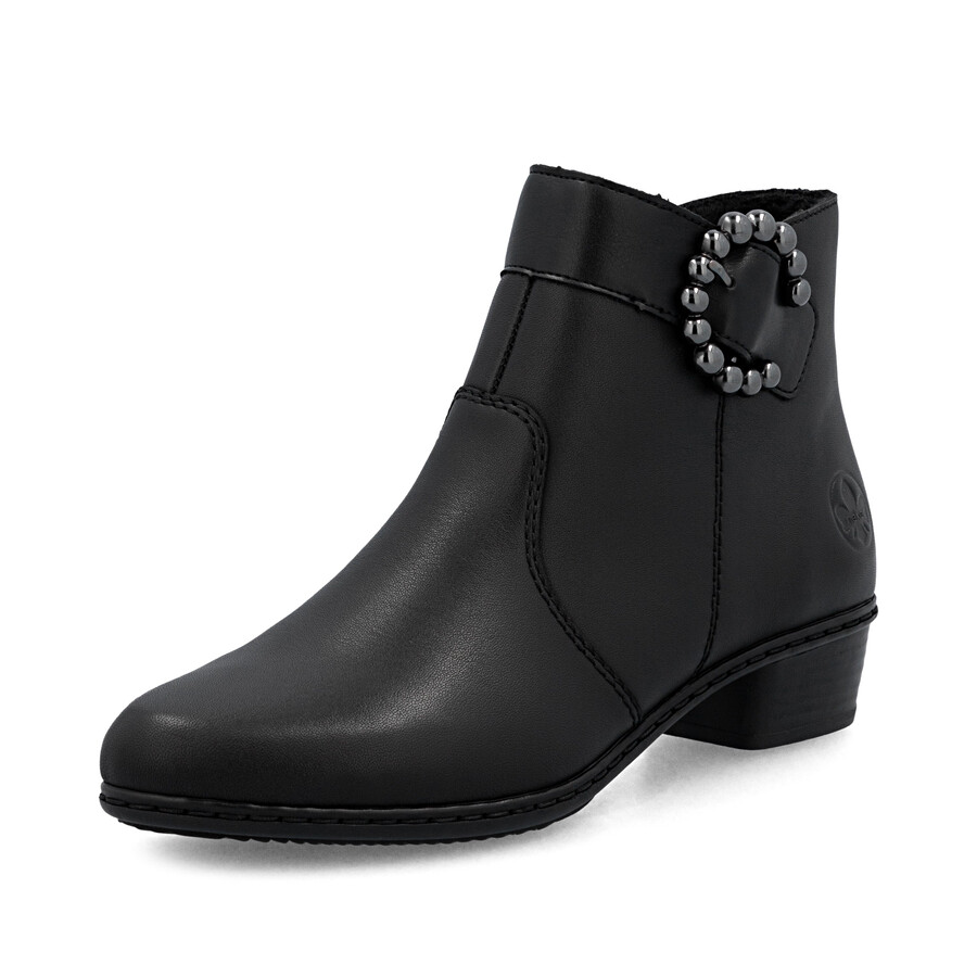 botas negras con cremallera para mujer rieker y0797-00