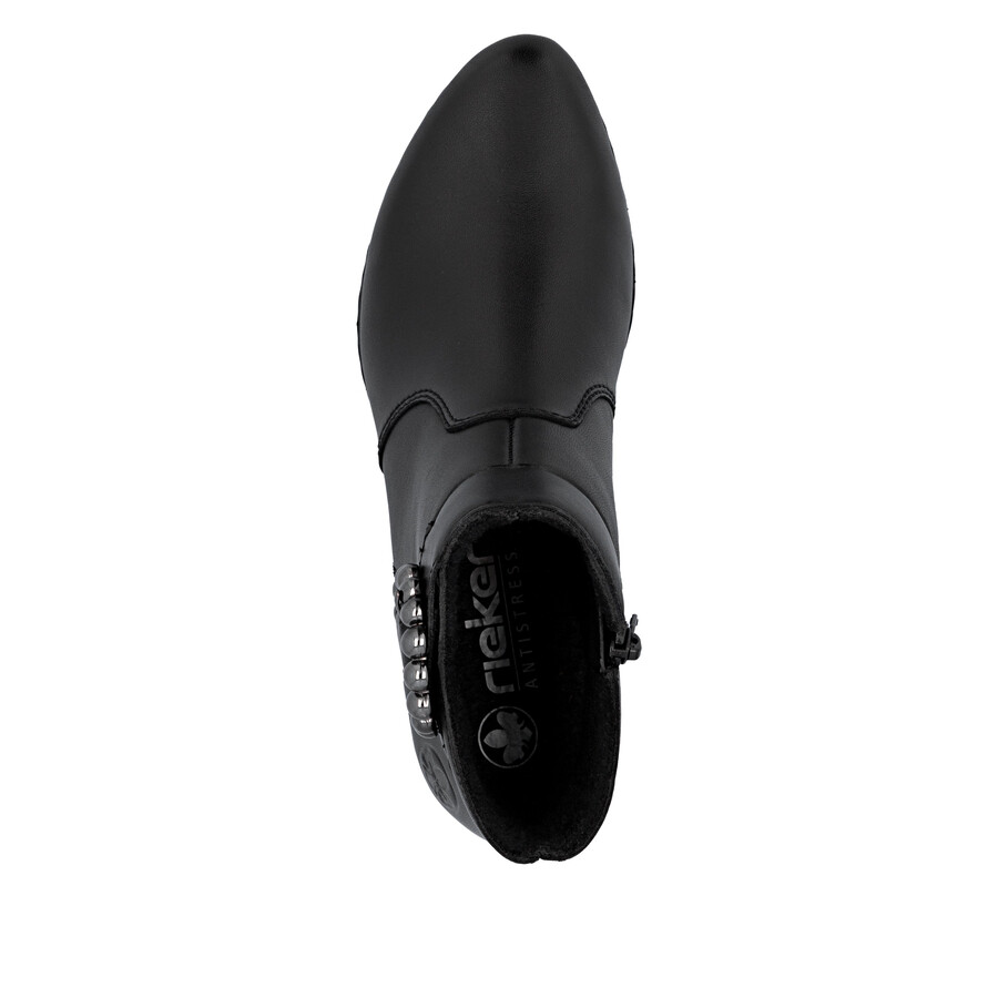 botas negras con cremallera para mujer rieker y0797-00