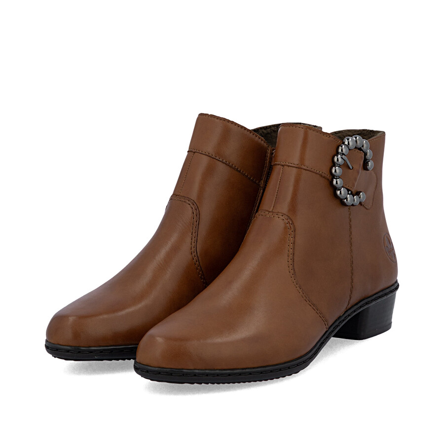 botas marrones con cremallera para mujer rieker y0797-24