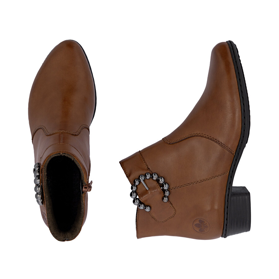 botas marrones con cremallera para mujer rieker y0797-24