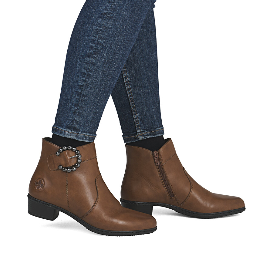 botas marrones con cremallera para mujer rieker y0797-24