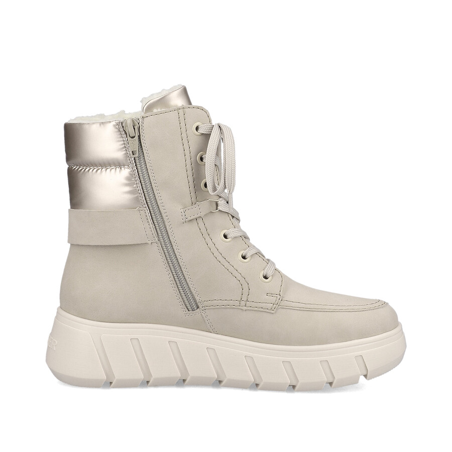 botas beige con cremallera para mujer rieker y3503-62