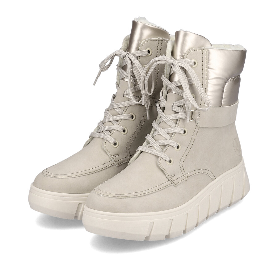 botas beige con cremallera para mujer rieker y3503-62