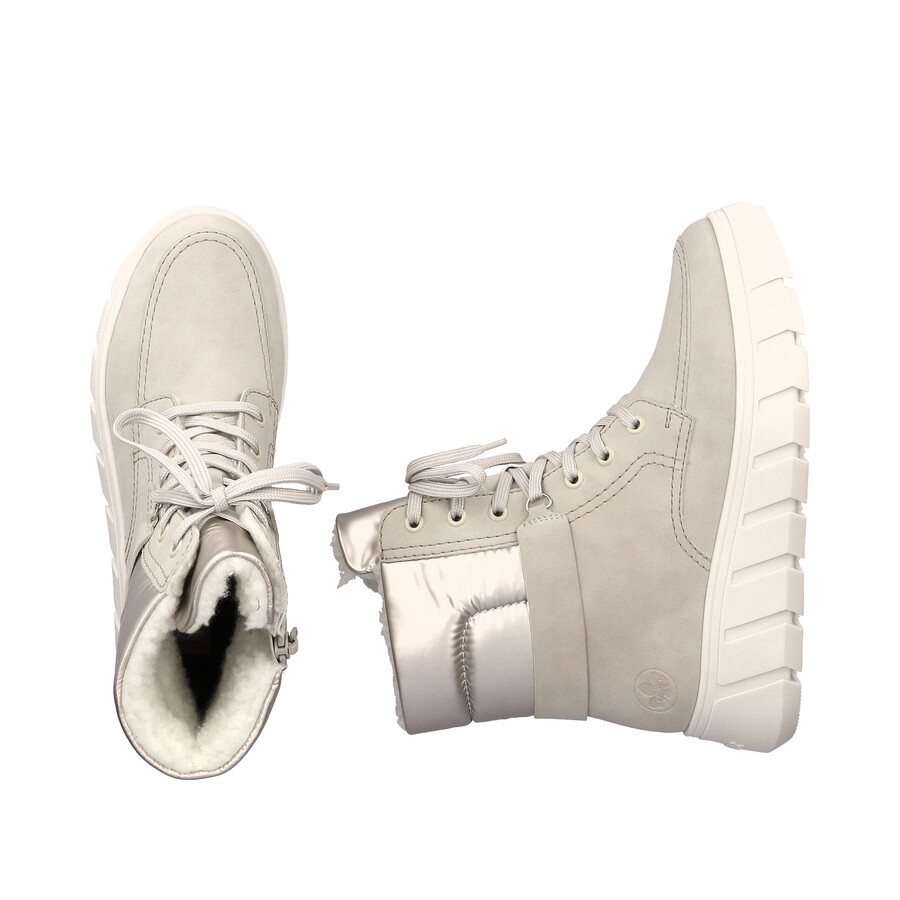 botas beige con cremallera para mujer rieker y3503-62