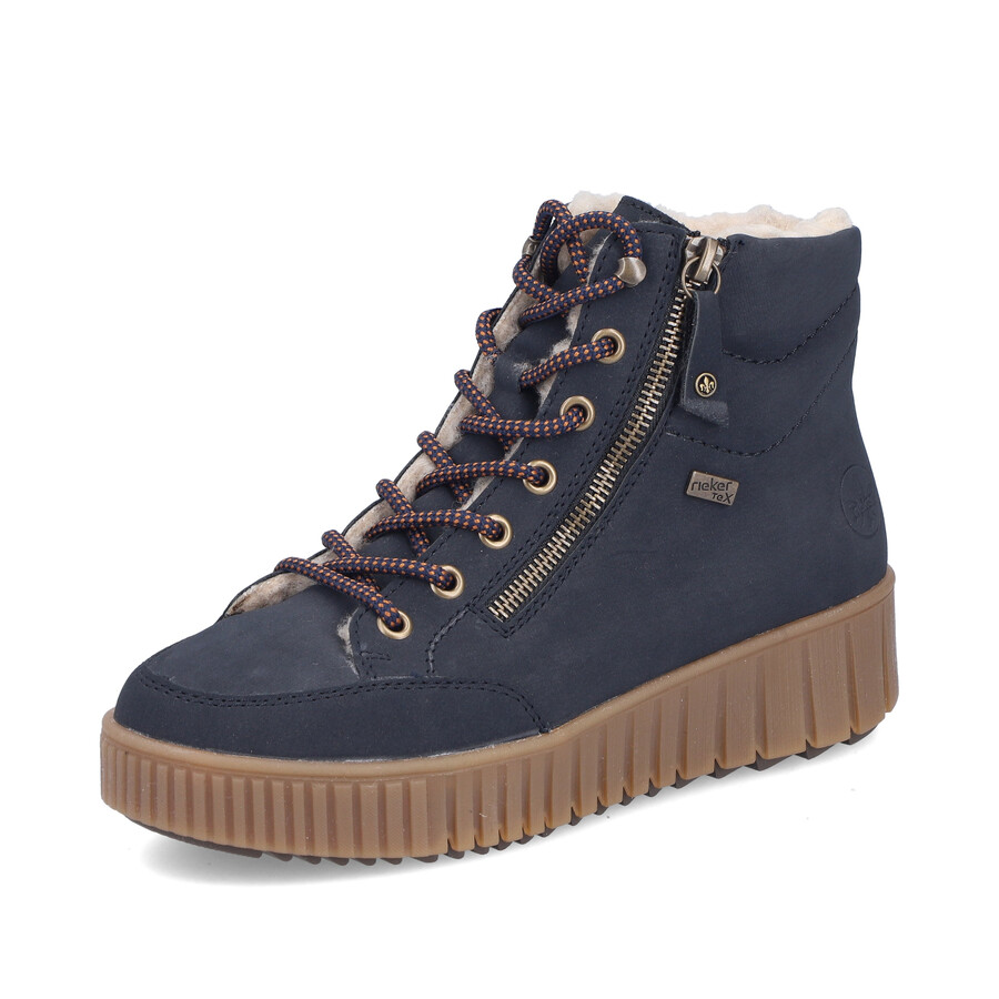 botas azules con cremallera para mujer rieker y6104-14