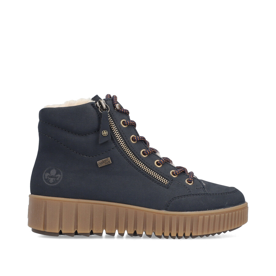 botas azules con cremallera para mujer rieker y6104-14
