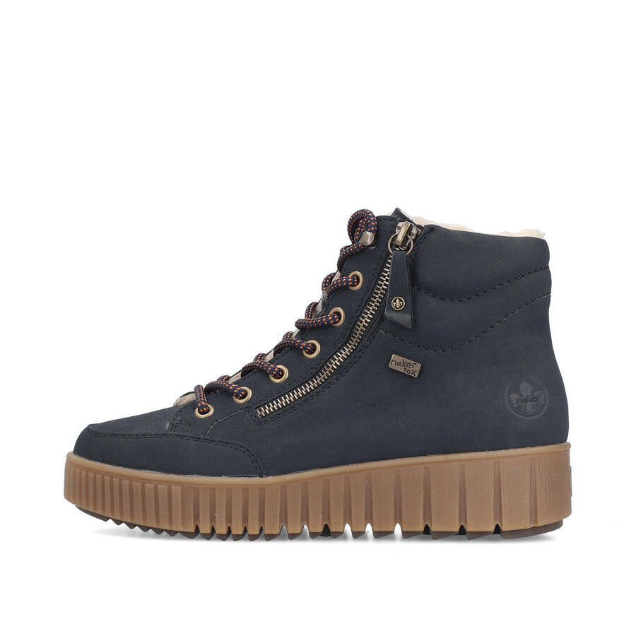 botas azules con cremallera para mujer rieker y6104-14