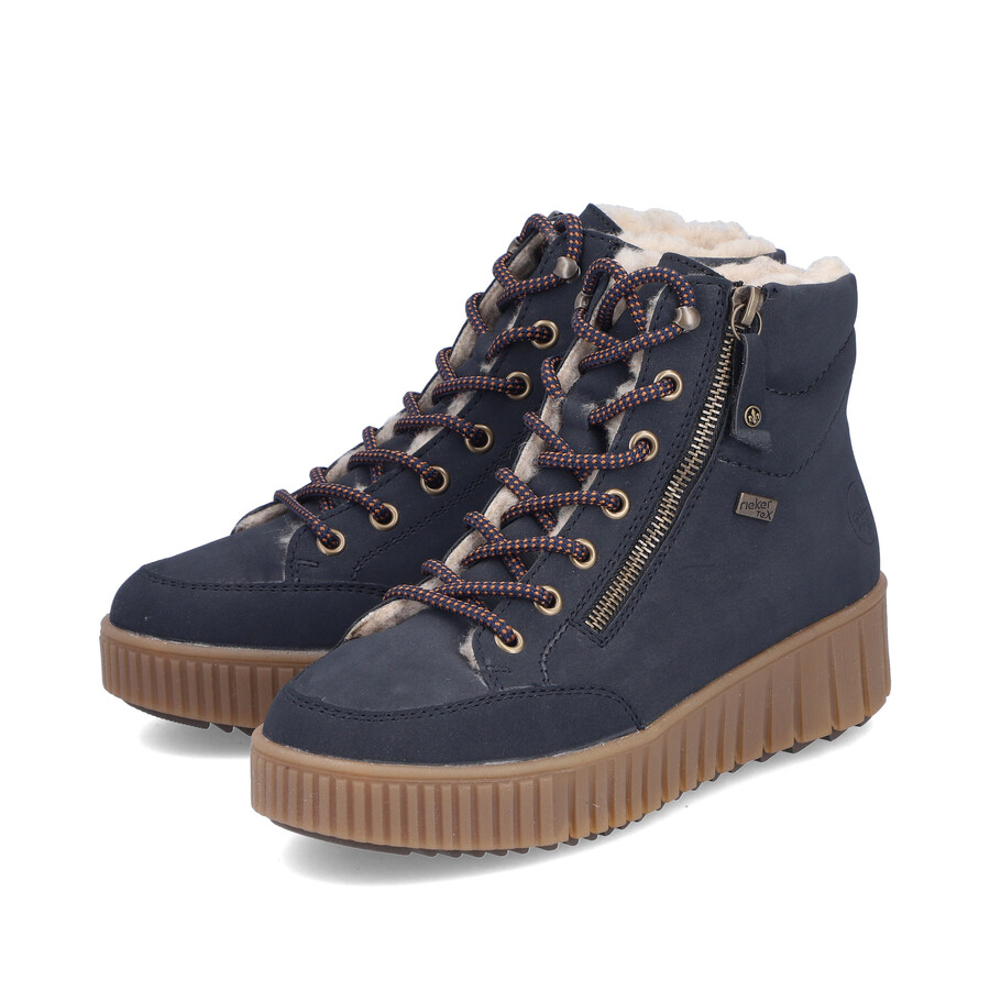 botas azules con cremallera para mujer rieker y6104-14