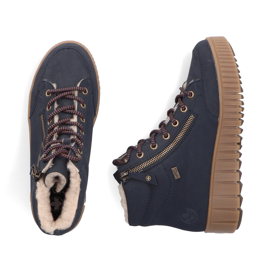 botas azules con cremallera para mujer rieker y6104-14