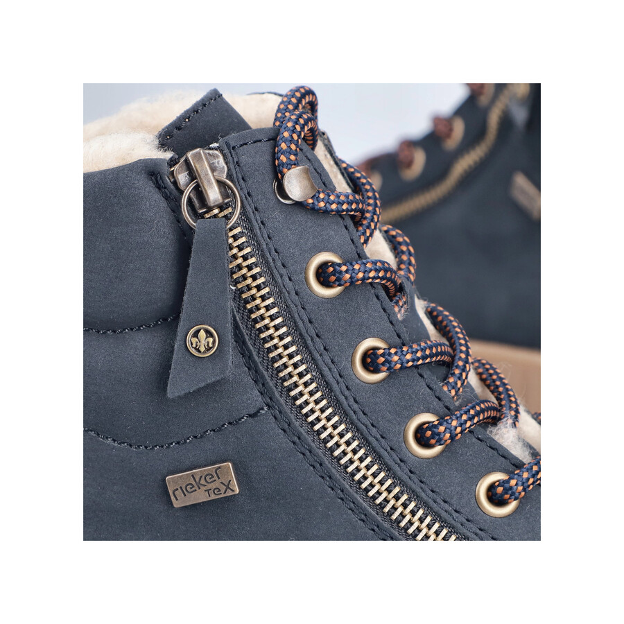 botas azules con cremallera para mujer rieker y6104-14