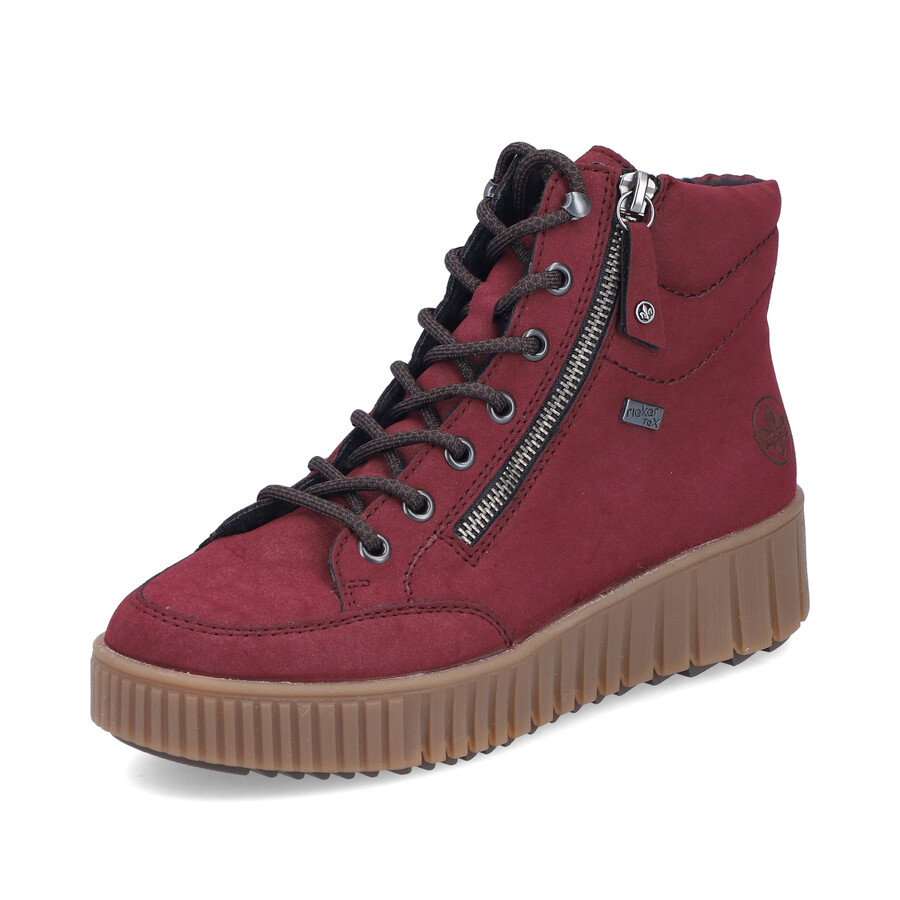 botas rojas con cremallera para mujer rieker y6104-35