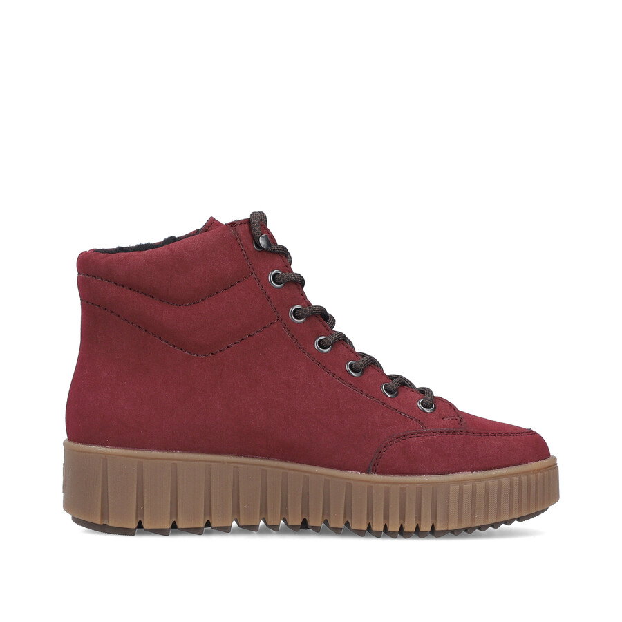 botas rojas con cremallera para mujer rieker y6104-35