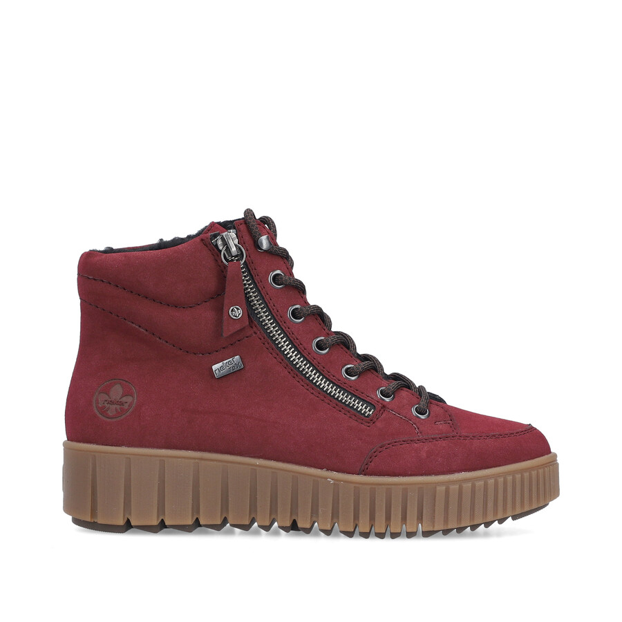 botas rojas con cremallera para mujer rieker y6104-35