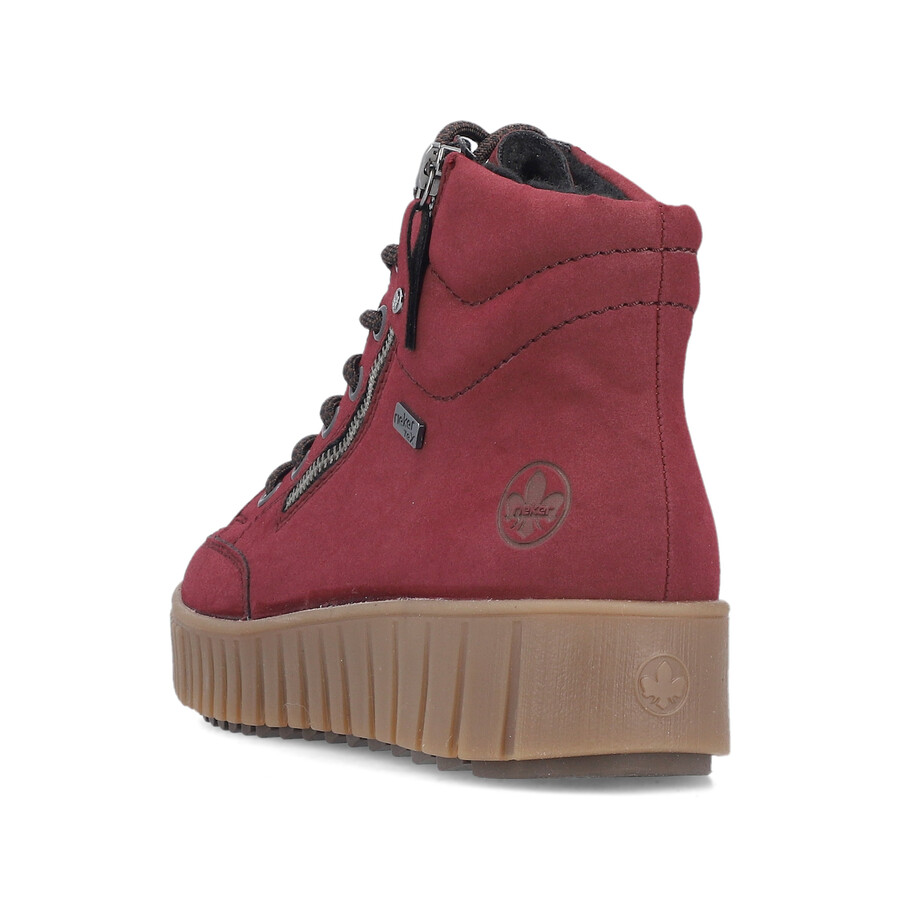 botas rojas con cremallera para mujer rieker y6104-35