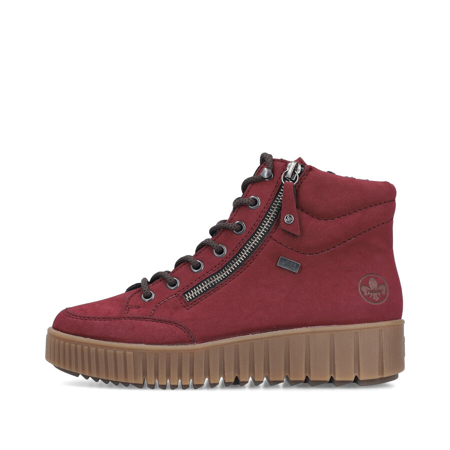 botas rojas con cremallera para mujer rieker y6104-35