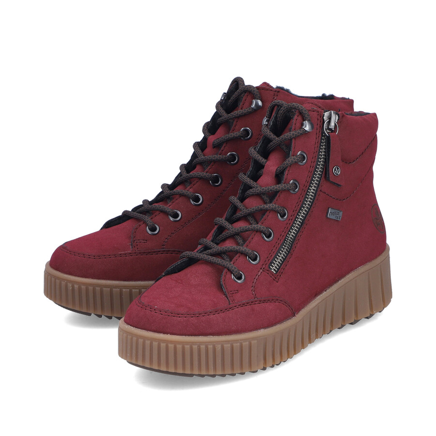 botas rojas con cremallera para mujer rieker y6104-35
