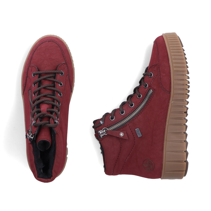 botas rojas con cremallera para mujer rieker y6104-35