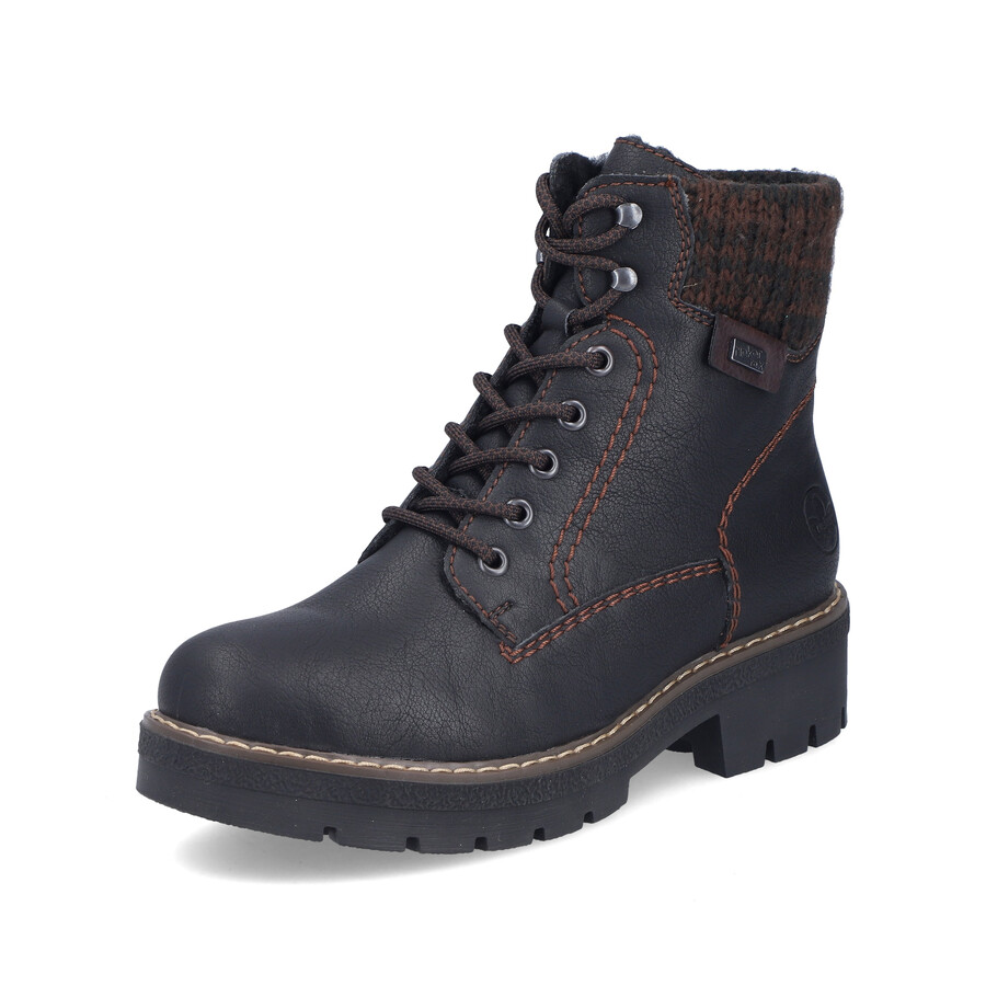 botas negras con cremallera para mujer rieker y8130-00