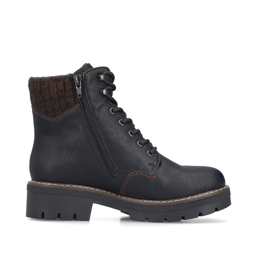 botas negras con cremallera para mujer rieker y8130-00