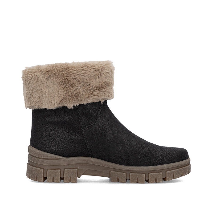 botas negras con cremallera para mujer rieker z1182-00