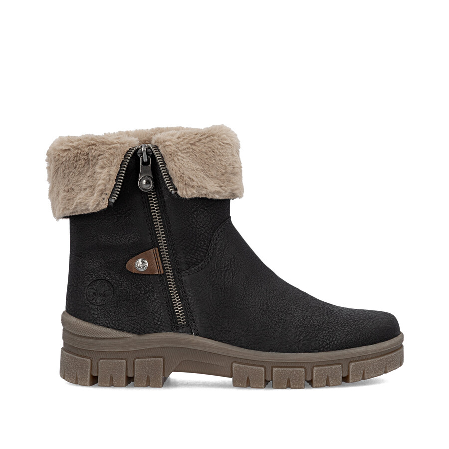 botas negras con cremallera para mujer rieker z1182-00