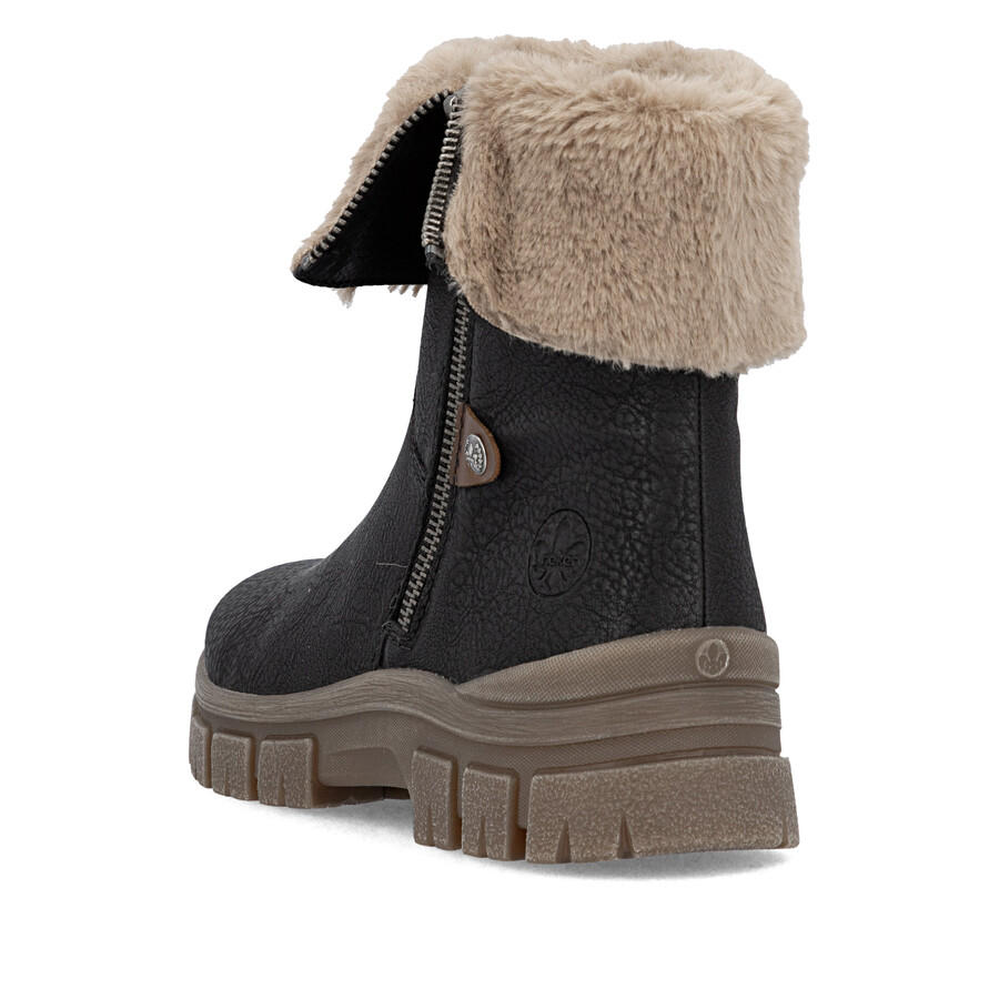botas negras con cremallera para mujer rieker z1182-00