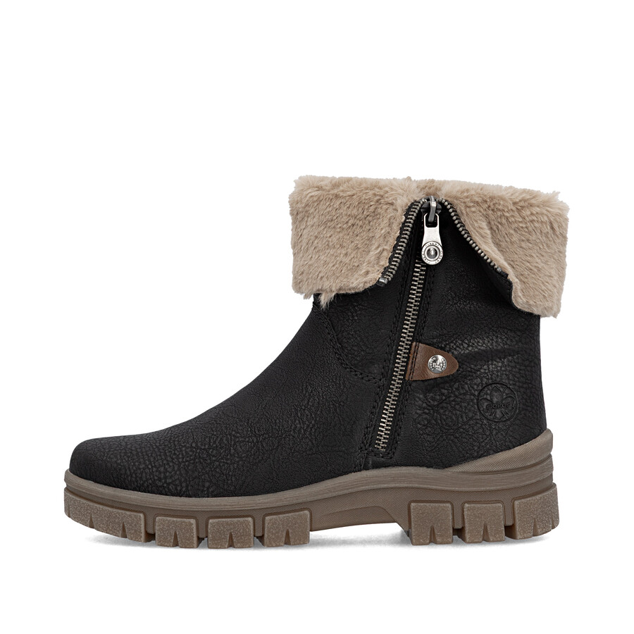 botas negras con cremallera para mujer rieker z1182-00