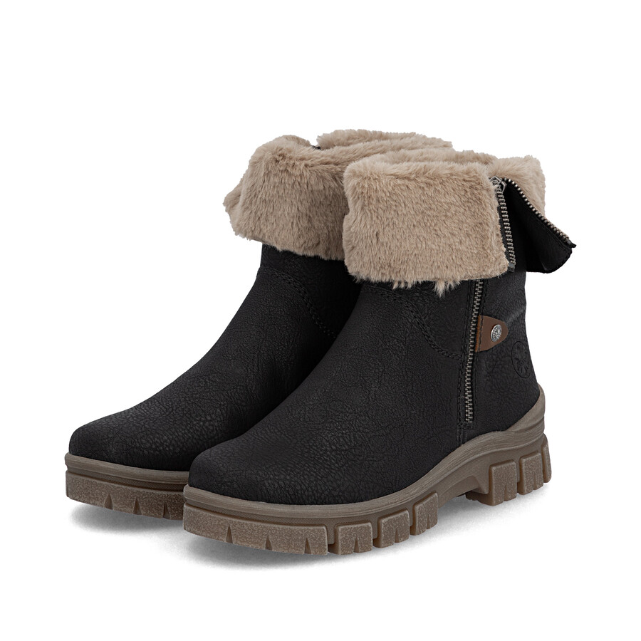 botas negras con cremallera para mujer rieker z1182-00