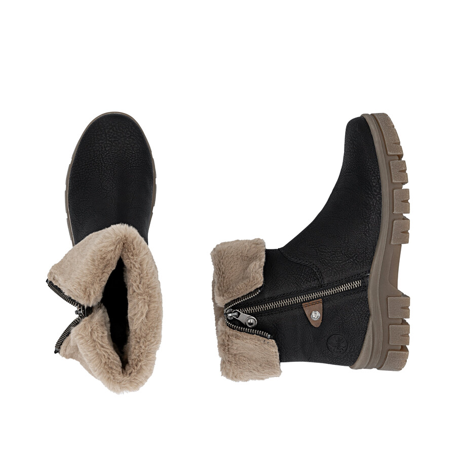 botas negras con cremallera para mujer rieker z1182-00